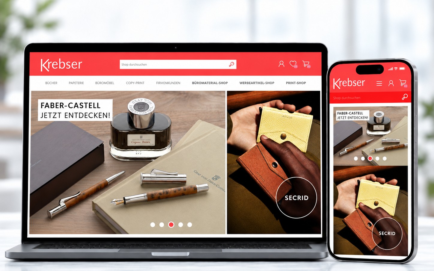 Screenshot Onlineshop von krebser.ch